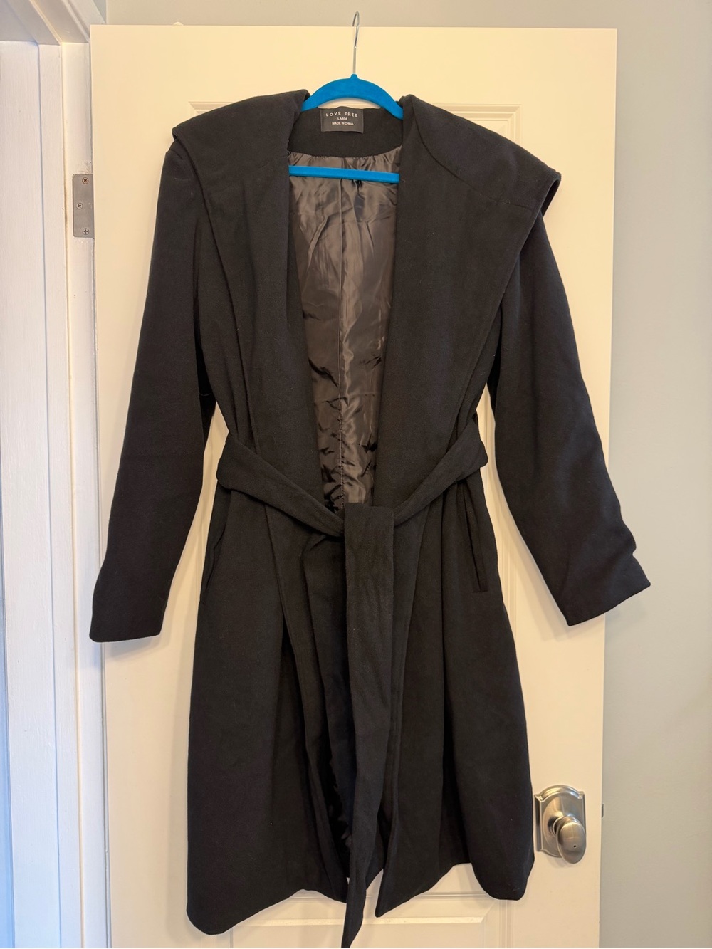 Large Love Tree Hooded Pea Coat Jacket